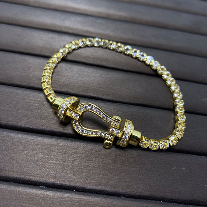 [Clover Jewels]FORCE  LARGE HORSESHOE FULL DIAMOND TENNIS BRACELET