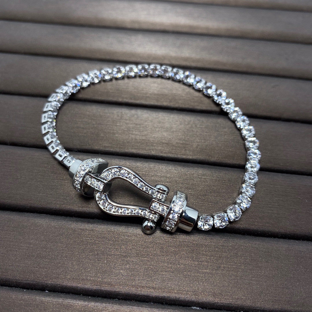 [Clover Jewels]FORCE  LARGE HORSESHOE FULL DIAMOND TENNIS BRACELET