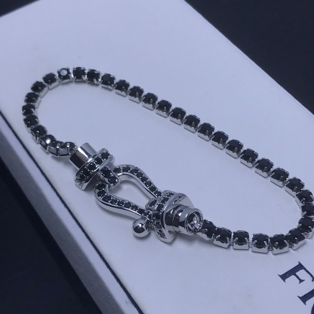 [Clover Jewels]FORCE  LARGE HORSESHOE FULL DIAMOND TENNIS BRACELET