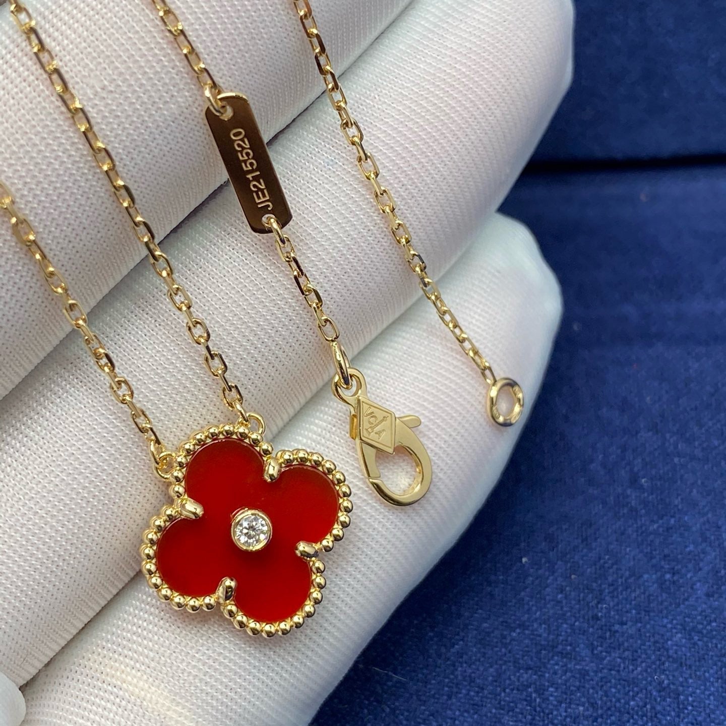 [Clover Jewels]CLOVER 15MM DIAMOND CARNELIAN NECKLACE