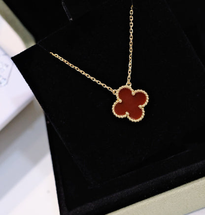 [Clover Jewels]CLOVER 15MM CARNELIAN SINGLE FLOWER NECKLACE