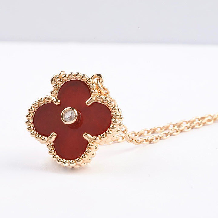 [Clover Jewels]CLOVER 15MM DIAMOND CARNELIAN NECKLACE