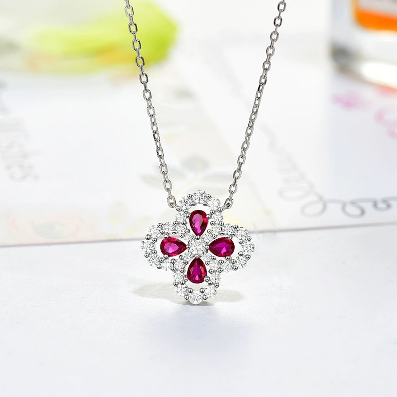 [Clover Jewels]LOOP NECKLACE FULL MOTIF DIAMOND 16MM MULTIPLE COLORS