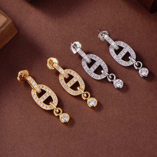 [Clover Jewels]HM CHAINE DIAMOND EARRINGS