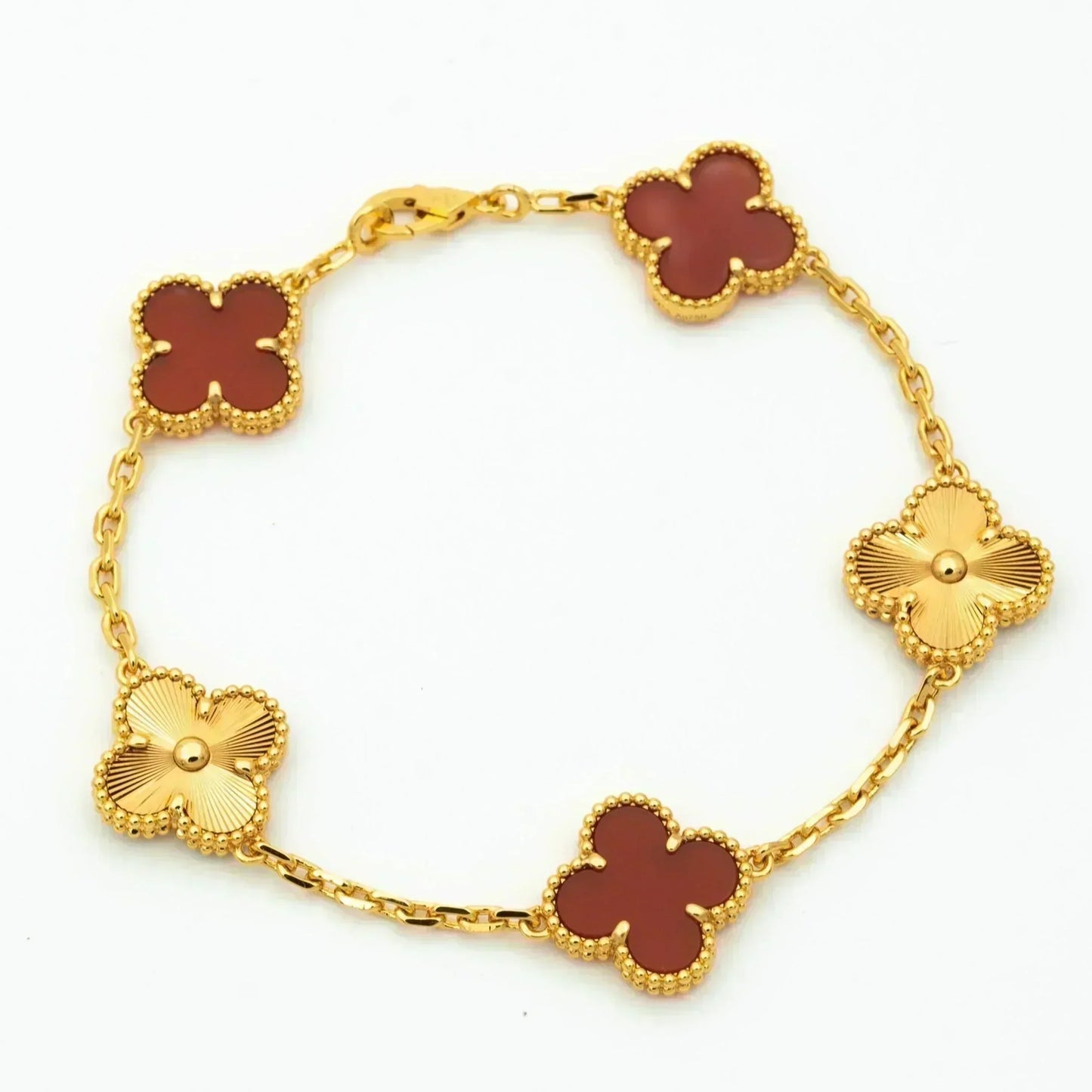 [Clover Jewels]CLOVER  5 MOTIFS CARNELIAN GOLD BRACELET