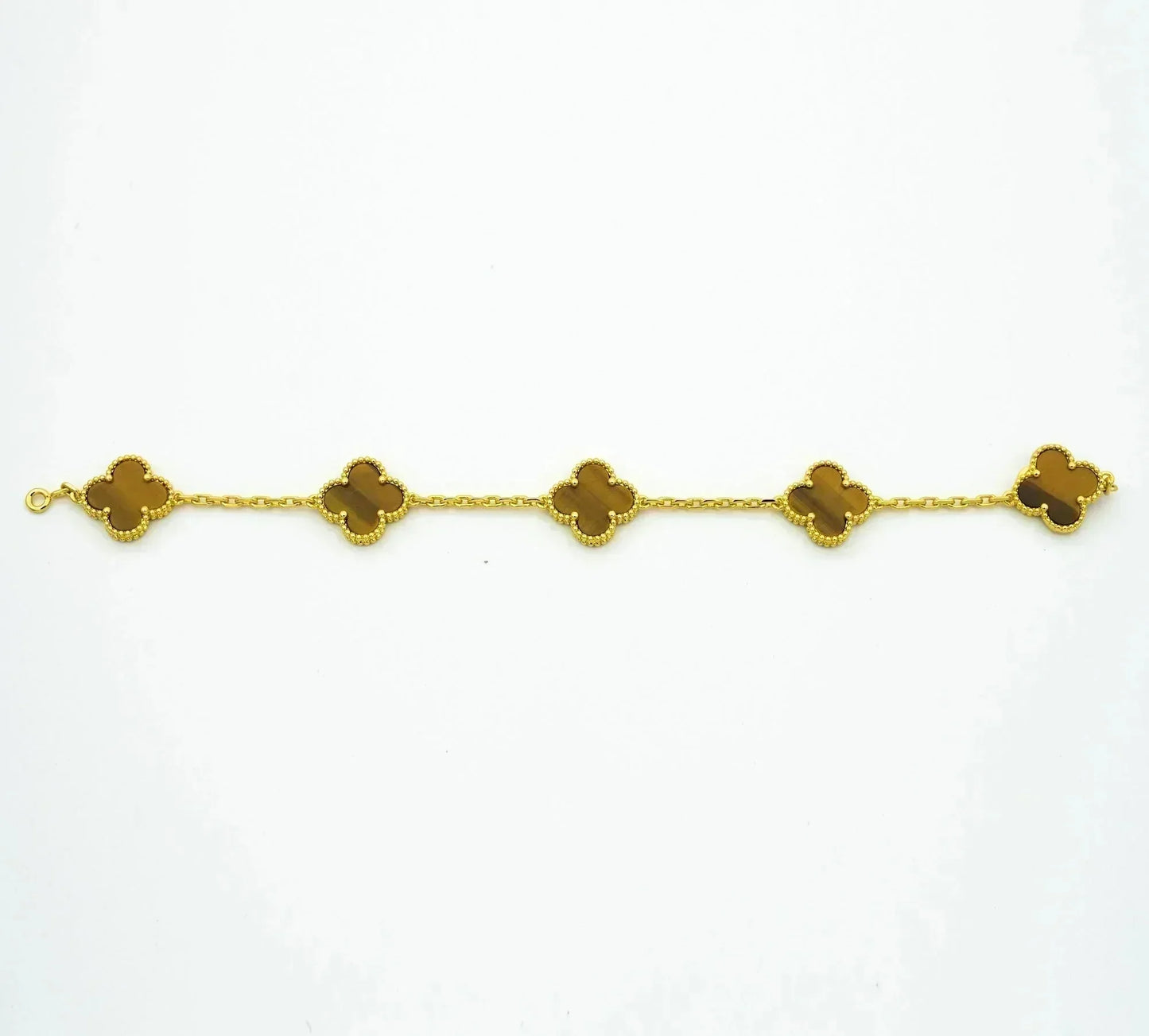 [Clover Jewels]CLOVER  5 MOTIFS TIGER EYE BRACELET