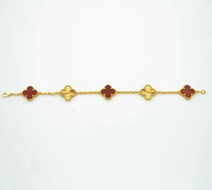 [Clover Jewels]CLOVER  5 MOTIFS CARNELIAN GOLD BRACELET