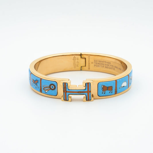 [Clover Jewels]H PINK GOLD BRACELET BLUE CERAMIC