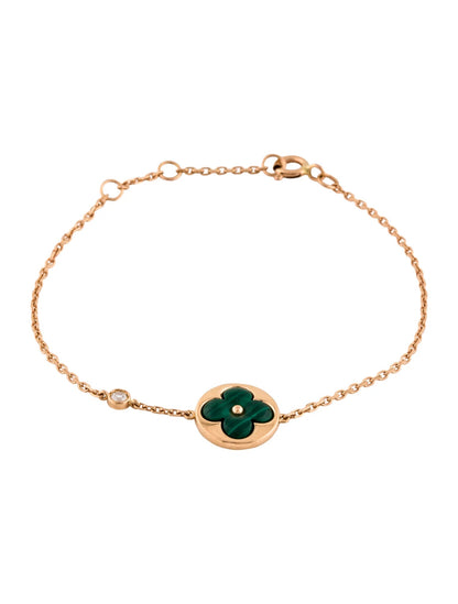 [Clover Jewels]SUN MALACHITE 1 DIAMOND PINK GOLD BRACELET