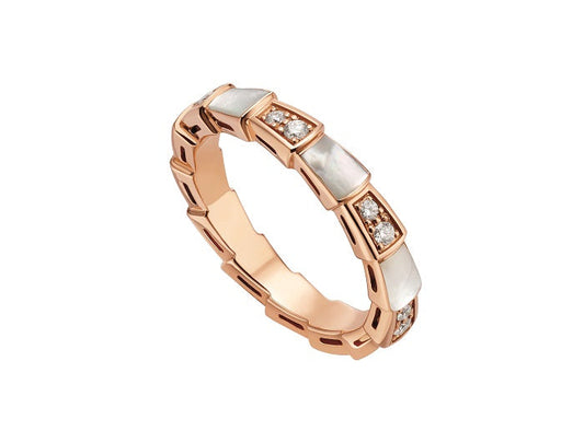 [Clover Jewels]SERPENTI RING PINK GOLD DIAMOND MOP 3MM