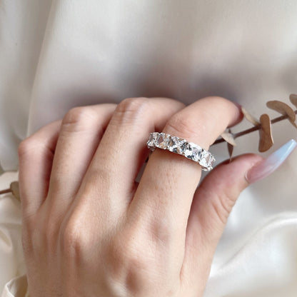 [Clover Jewels]Elegant Princess Cut Tennis Ring