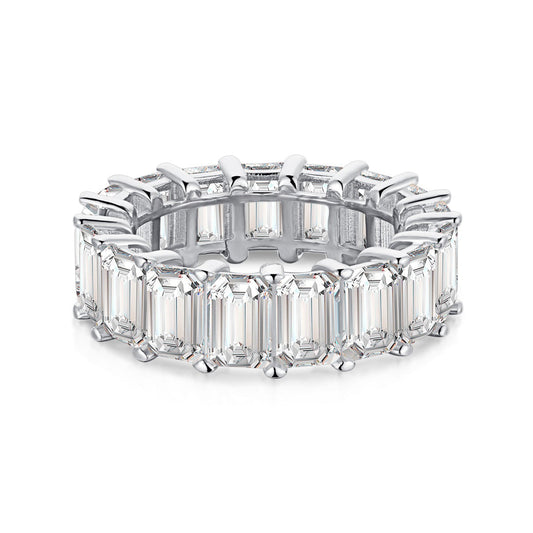 [Clover Jewels]0.75 Carat Elegant Emerald Cut Tennis Ring