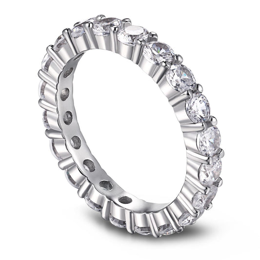 [Clover Jewels]Sparkling Round Cut Tennis Ring