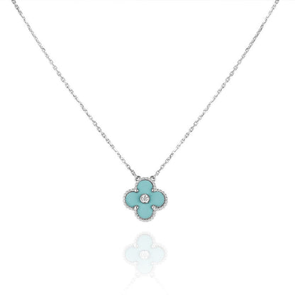 [Clover Jewels]CLOVER 1 DIAMOND LIGHT BLUE SILVER NECKLACE