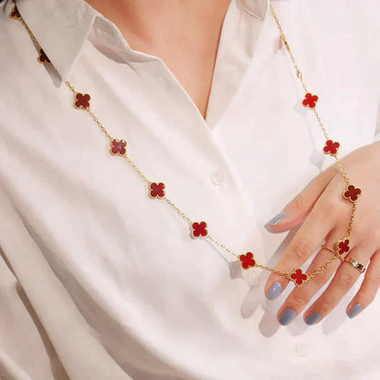 [Clover Jewels]CLOVER 20 MOTIFS CARNELIAN NECKLACE