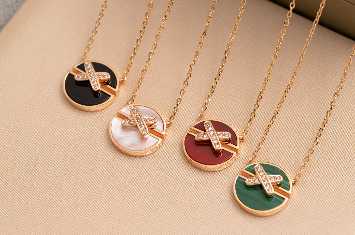 [Clover Jewels]JEUX DE PINK GOLD DIAMOND NECKLACE