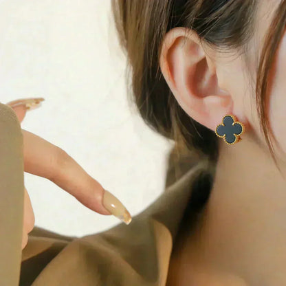 [Clover Jewels]CLOVER MEDIUM 1 MOTIFS  ONYX STUD EARRINGS