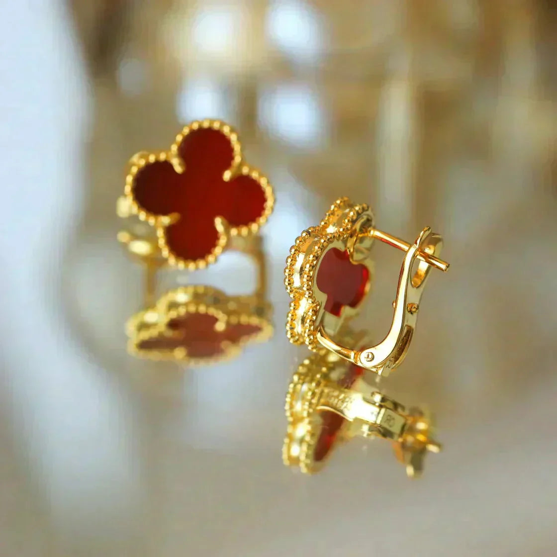 [Clover Jewels]CLOVER MEDIUM 1 MOTIFS CARNELIAN  EARRINGS