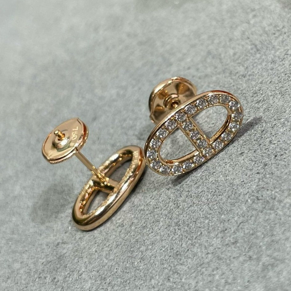 [Clover Jewels]HM FULL DIAMOND PIG NOSE STUD EARRINGS