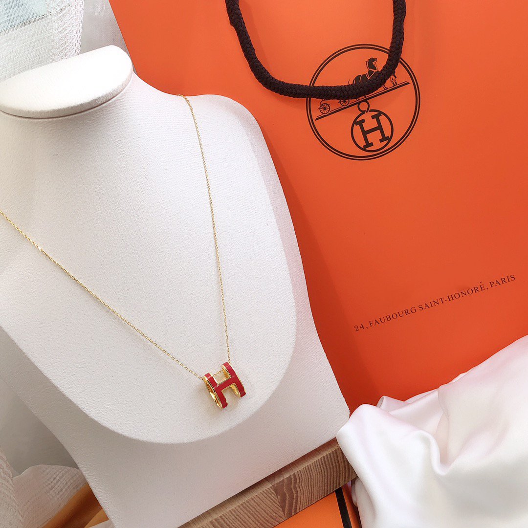 [Clover Jewels]HM CLIC RED ENAMEL GOLD NECKLACE