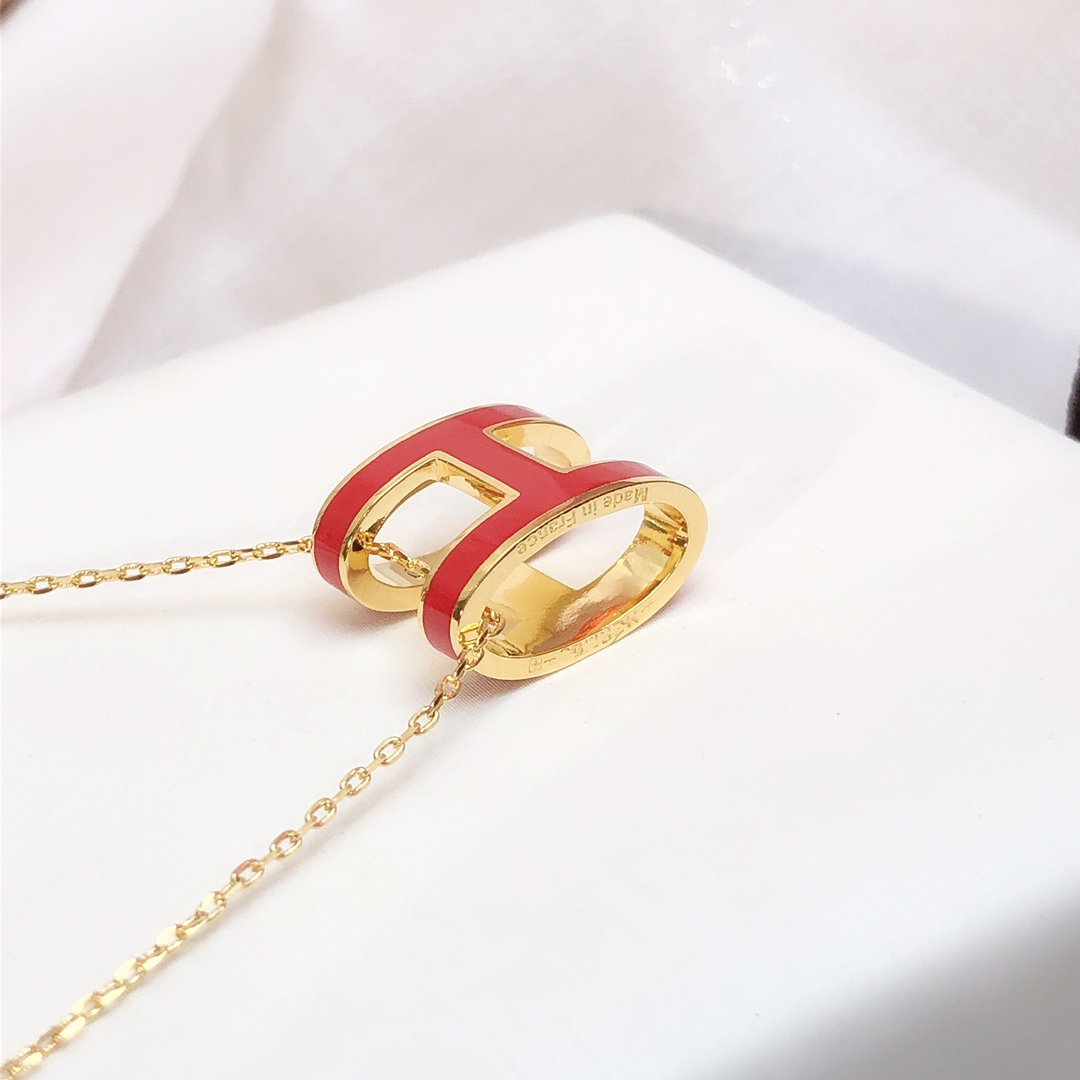 [Clover Jewels]HM CLIC RED ENAMEL GOLD NECKLACE