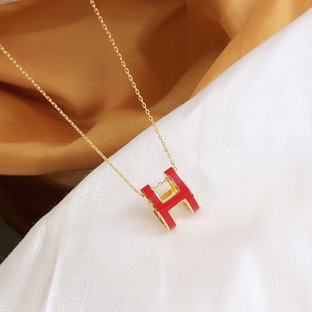 [Clover Jewels]HM CLIC RED ENAMEL GOLD NECKLACE