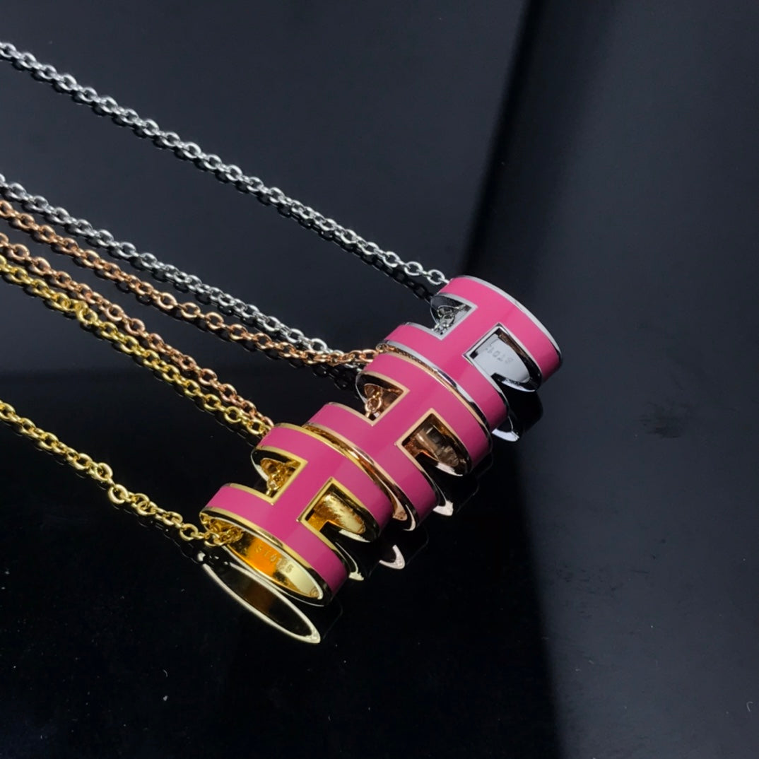 [Clover Jewels]H NECKLACE PINK