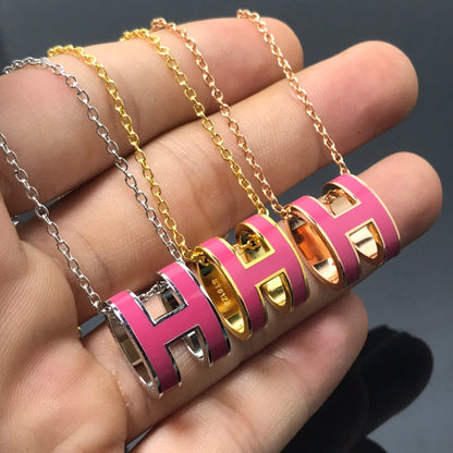 [Clover Jewels]H NECKLACE PINK