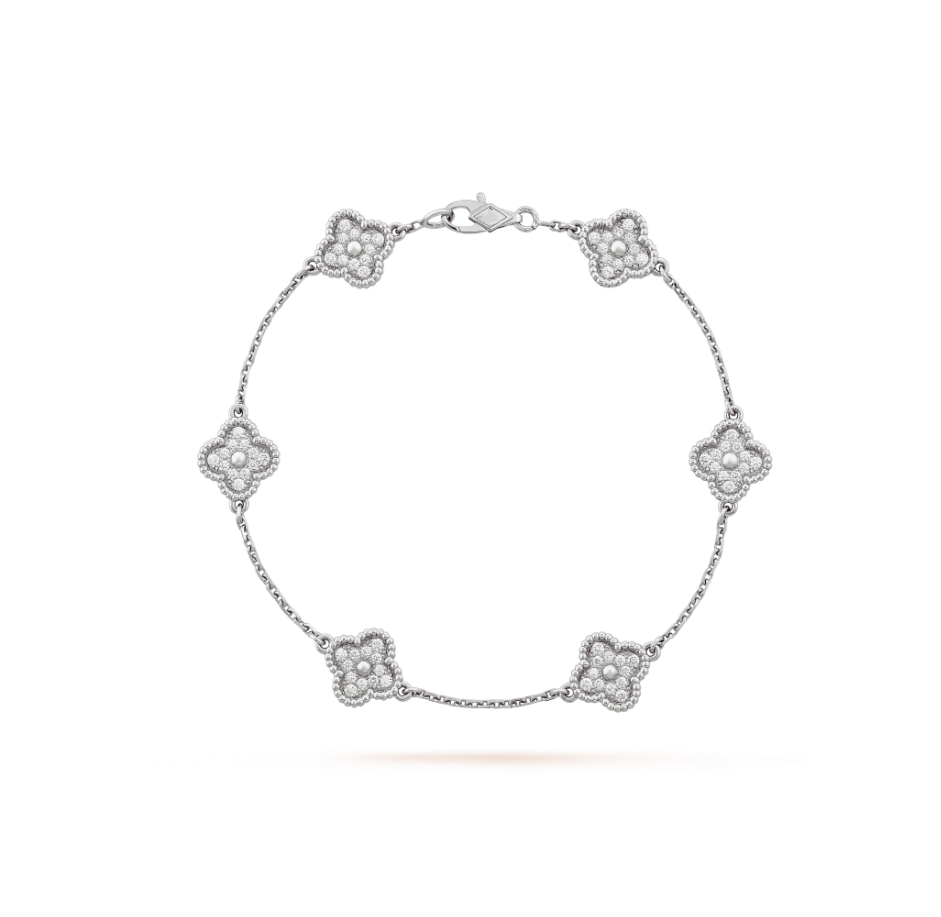 [Clover Jewels]CLOVER 6 MOTIF SILVER DIAMOND BRACELET