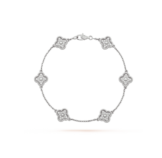 [Clover Jewels]CLOVER 6 MOTIF SILVER DIAMOND BRACELET