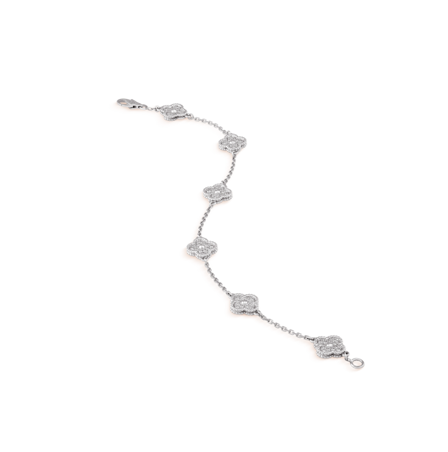 [Clover Jewels]CLOVER 6 MOTIF SILVER DIAMOND BRACELET