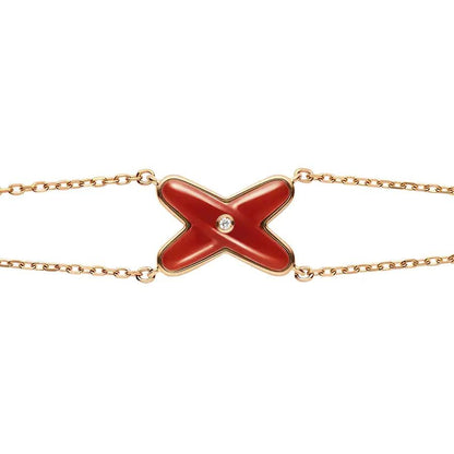 [Clover Jewels]JEUX BRACELET CARNELIAN PINK GOLD 1 DIAMOND