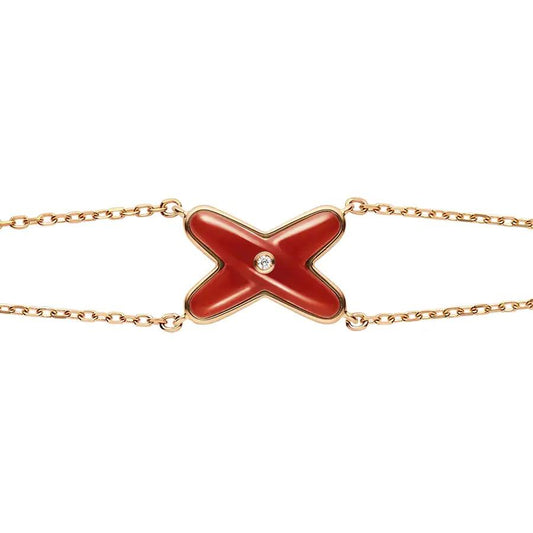 [Clover Jewels]JEUX BRACELET CARNELIAN PINK GOLD 1 DIAMOND