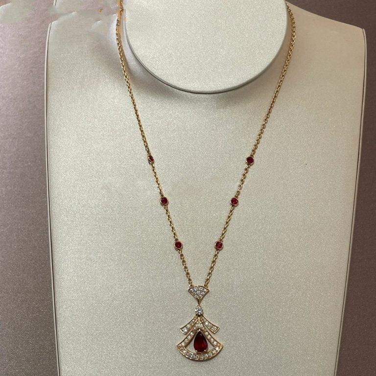 [Clover Jewels]DREAM NECKLACE CARNELIAN DIAMOND PINK GOLD