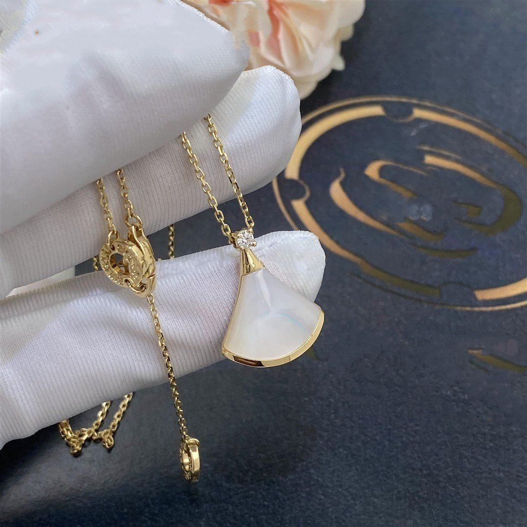 [Clover Jewels]DREAM NECKLACE WHITE MOP GOLD 1 DIAMOND