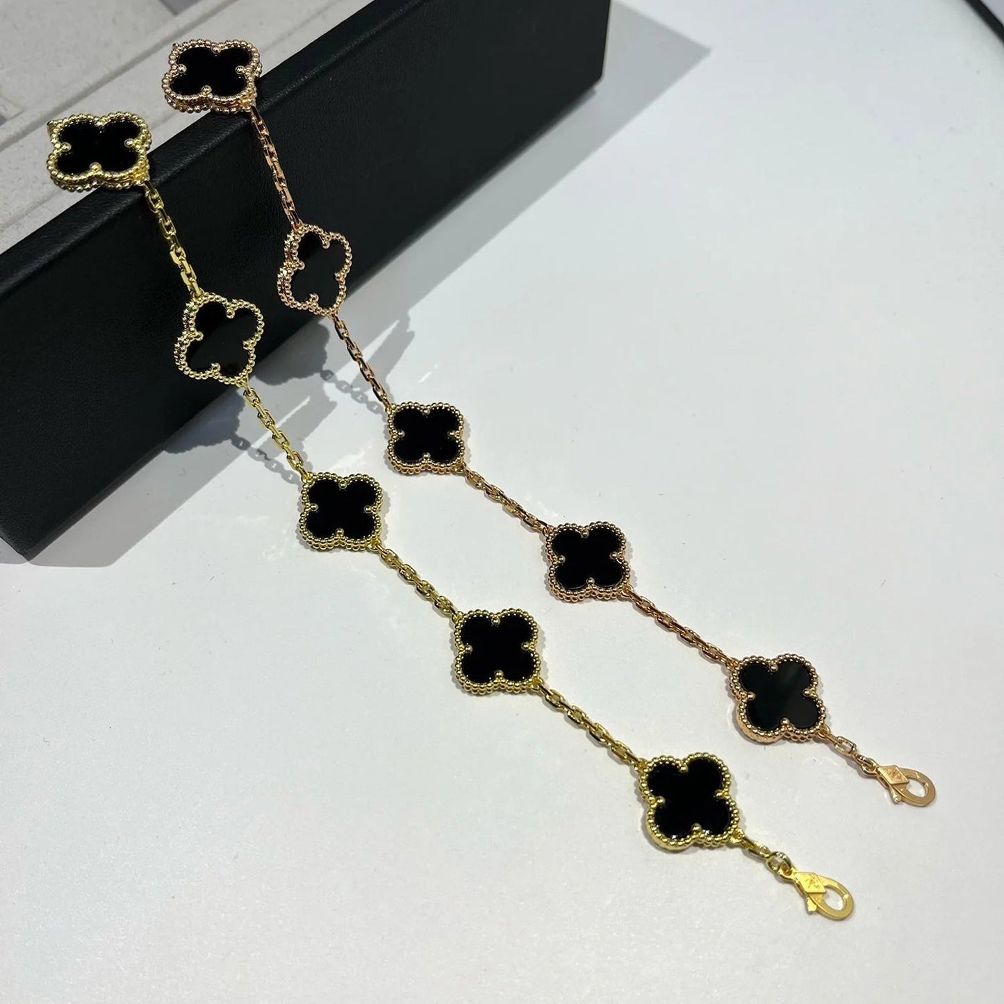 [Clover Jewels]CLOVER  5 MOTIFS BLACK ONYX BRACELET