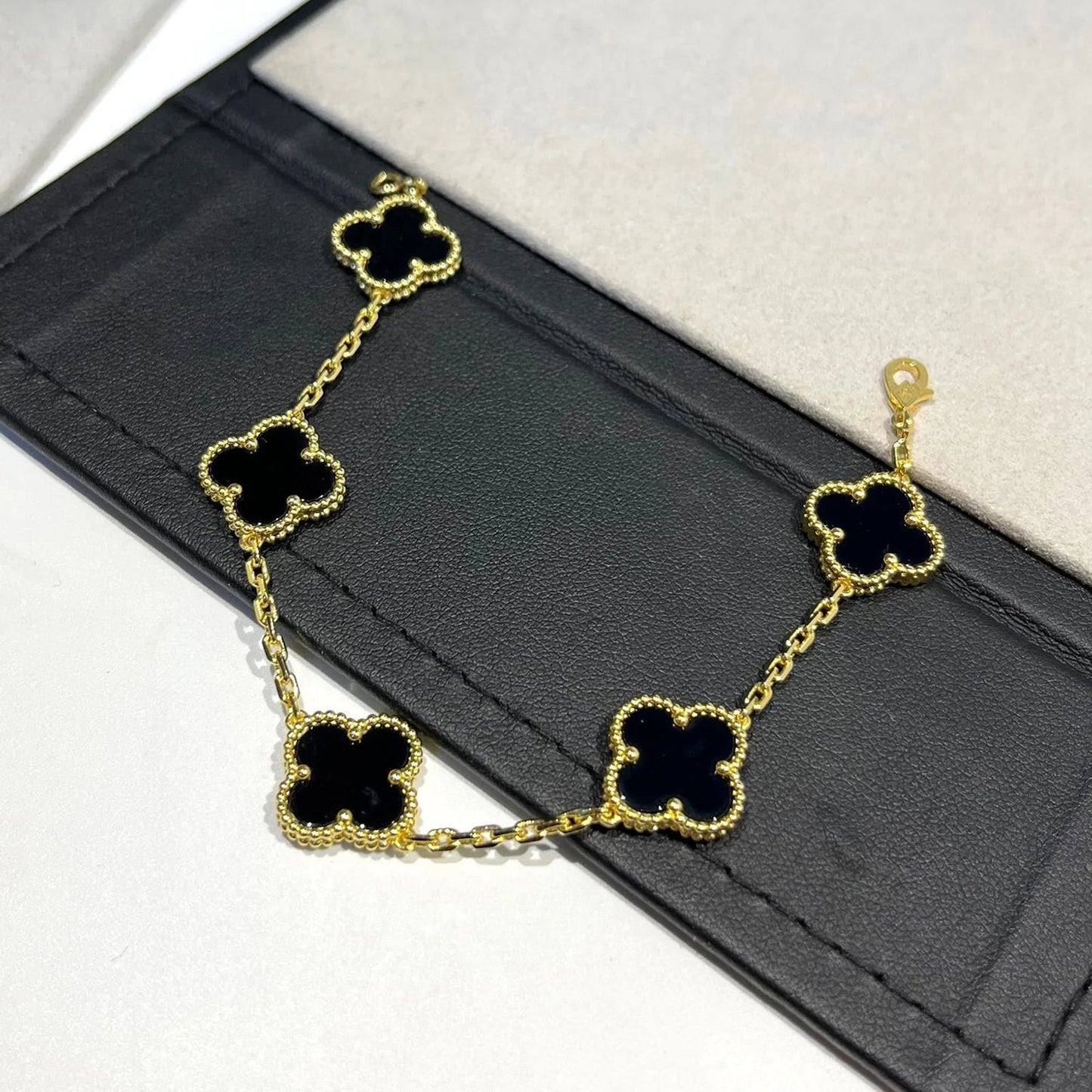 [Clover Jewels]CLOVER  5 MOTIFS BLACK ONYX BRACELET