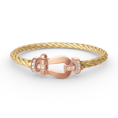 [Clover Jewels]FORCE LARGE HORSESHOE HALF DIAMOND BRACELET ROSE GOLD