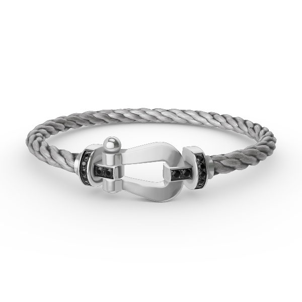 [Clover Jewels]FORCE LARGE HORSESHOE BLACK DIAMOND BRACELET SILVER