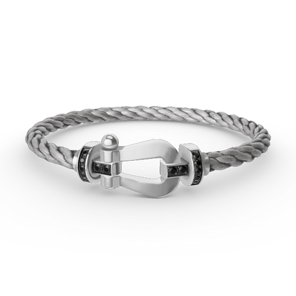 [Clover Jewels]FORCE LARGE HORSESHOE BLACK DIAMOND BRACELET SILVER