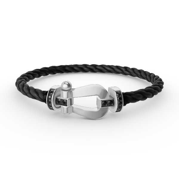 [Clover Jewels]FORCE LARGE HORSESHOE BLACK DIAMOND BRACELET SILVER