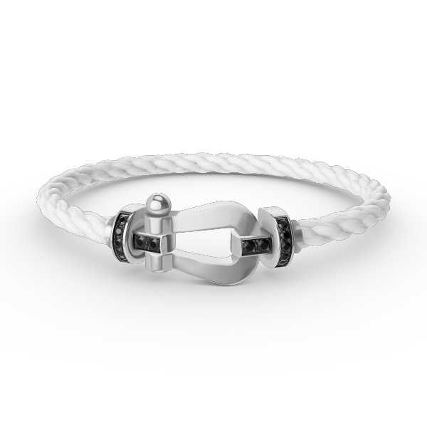 [Clover Jewels]FORCE LARGE HORSESHOE BLACK DIAMOND BRACELET SILVER