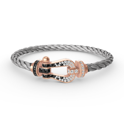 [Clover Jewels]FORCE LARGE HORSESHOE BLACK WHITE DIAMOND BRACELET ROSE GOLD