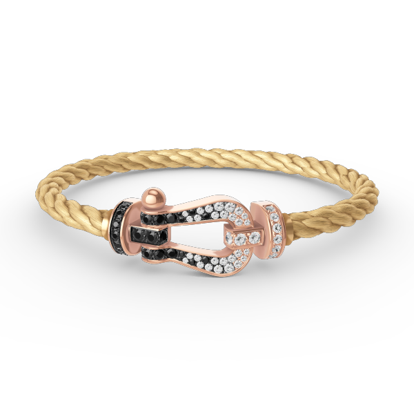 [Clover Jewels]FORCE LARGE HORSESHOE BLACK WHITE DIAMOND BRACELET ROSE GOLD