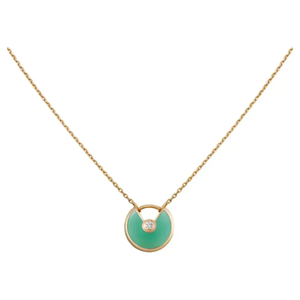 [Clover Jewels]AMULETTE GOLD MALACHITE NECKLACE