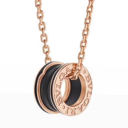 [Clover Jewels]ZERO 1 BLACK CERAMIC PINK GOLD NECKLACE