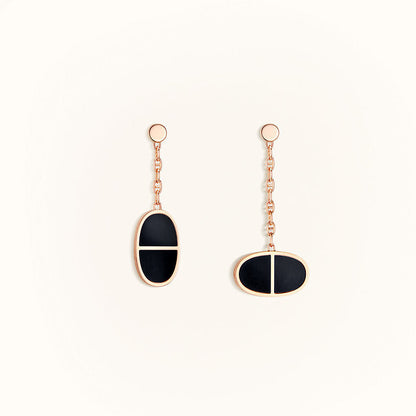 [Clover Jewels]CHAINE VERSO BLACK CERAMIC EARRINGS