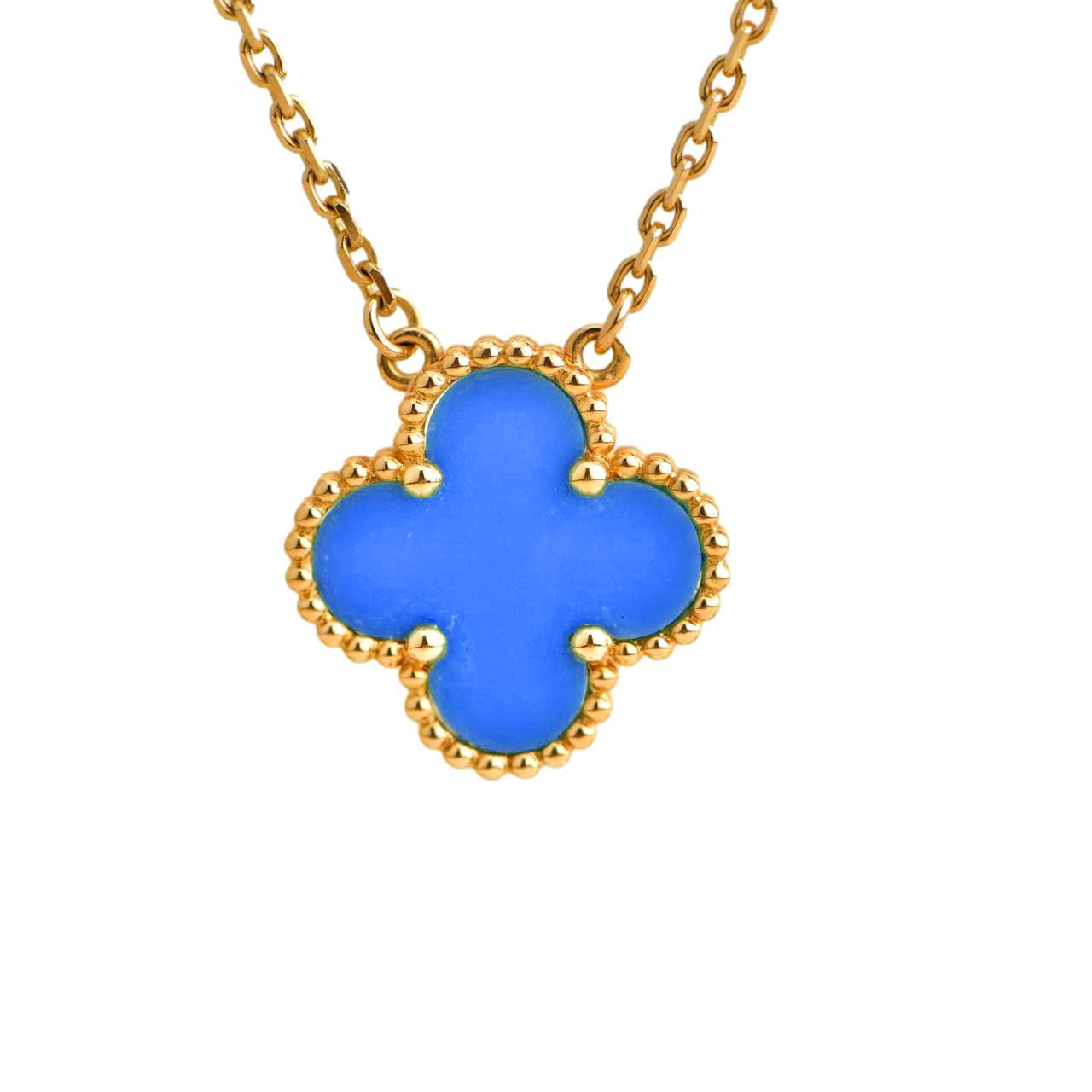 [Clover Jewels]CLOVER 15MM BLUE AGATE NECKLACE