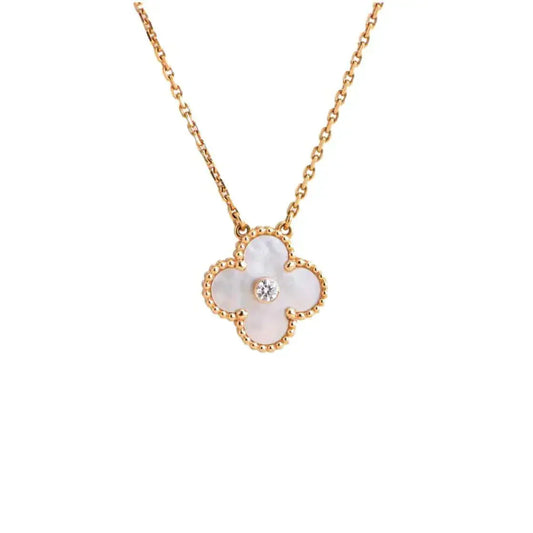 [Clover Jewels]CLOVER 15MM DIAMOND WHITE FRITILLARIA NECKLACE