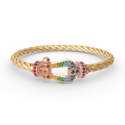 [Clover Jewels]FORCE LARGE HORSESHOE  COLORED DIAMOND BRACELET ROSE GOLD